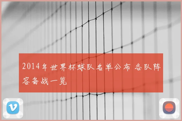 2014年世界杯球队名单公布 各队阵容备战一览